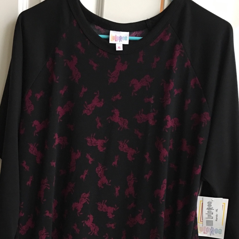 BNWT LuLaRoe Randy XL Black/fuchsia unicorns